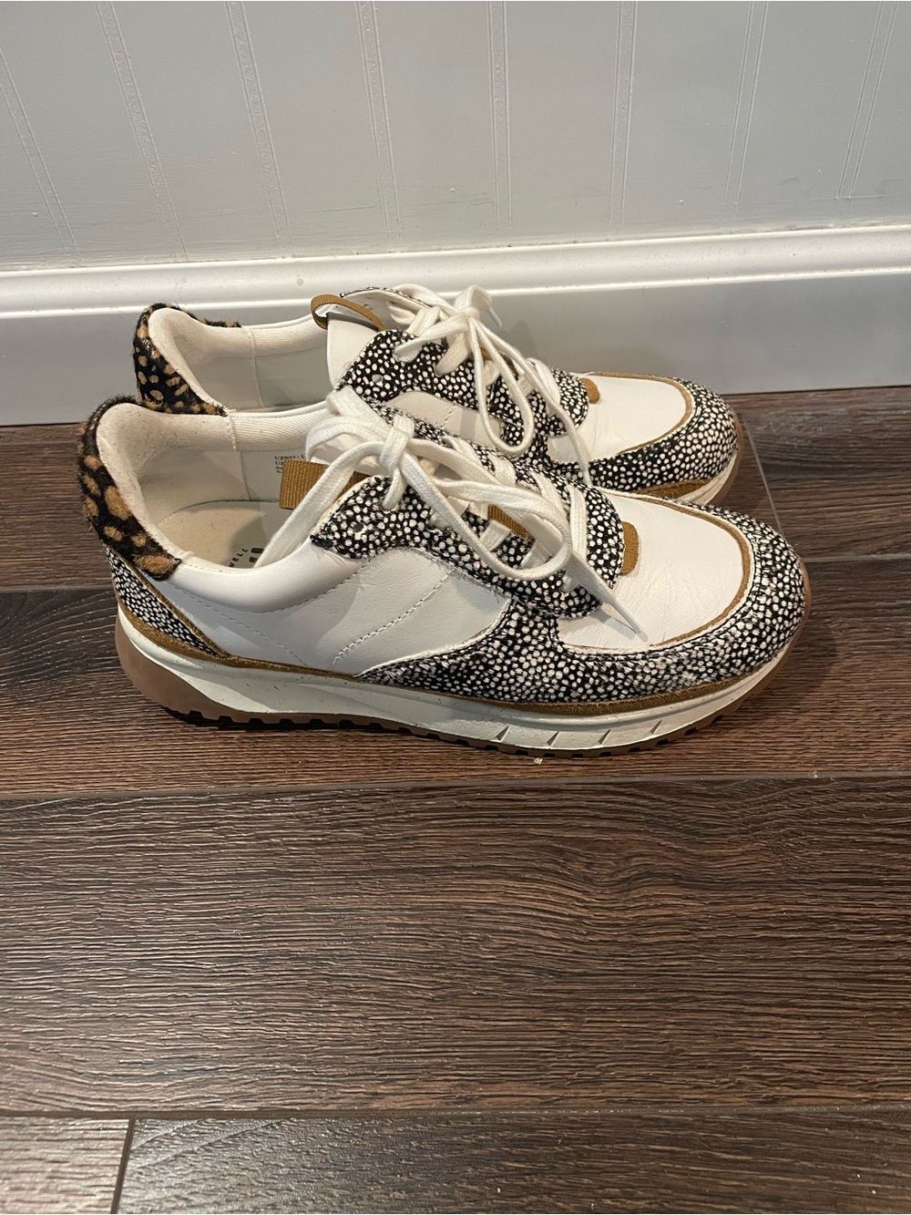 Madewell MWL Kickoff Trainer Sneakers Calf Hair MA503 2021 Olive Grove Multi 7M - Picture 3 of 12